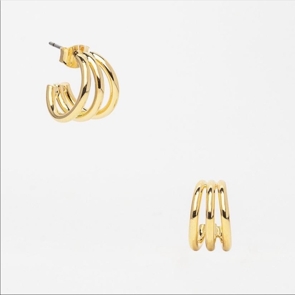 Gold Triple Hoop Earrings